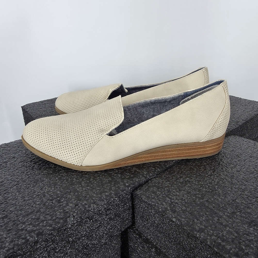 Dr. Scholls Dawned W 7 M Shoes Oyster Taupe Perforated Wedge Loafers Be Energize
